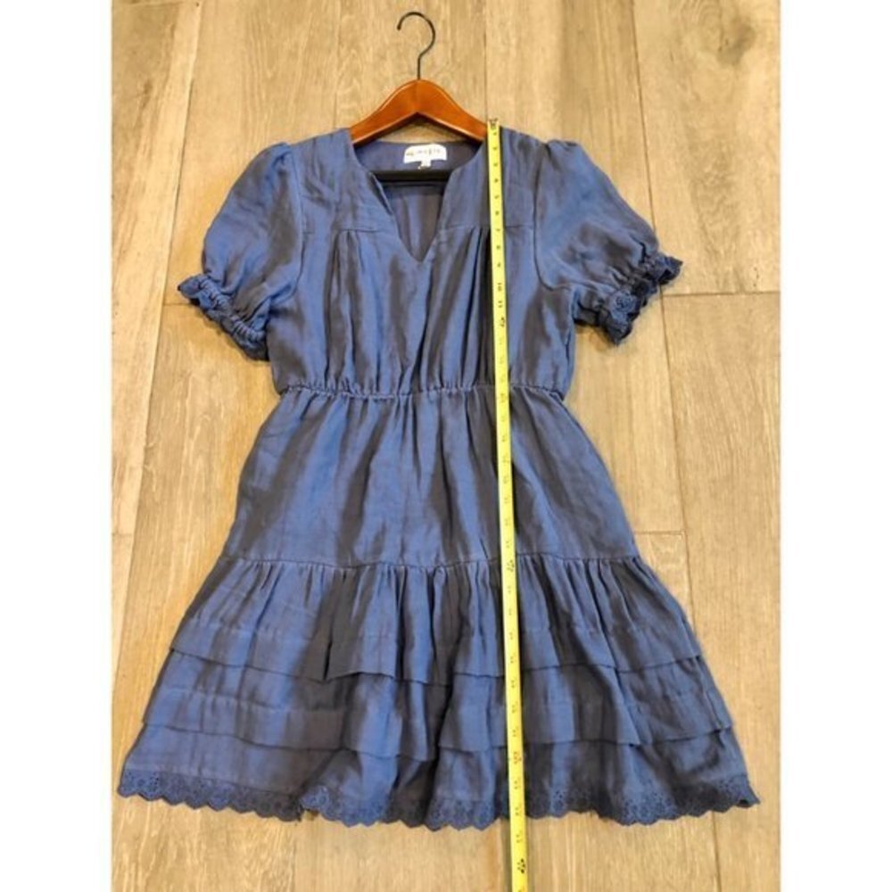 NWOT MAISIE Eyelet Trim Tiered Ruffle blue Cotton Dress Size M - Picture 4 of 9